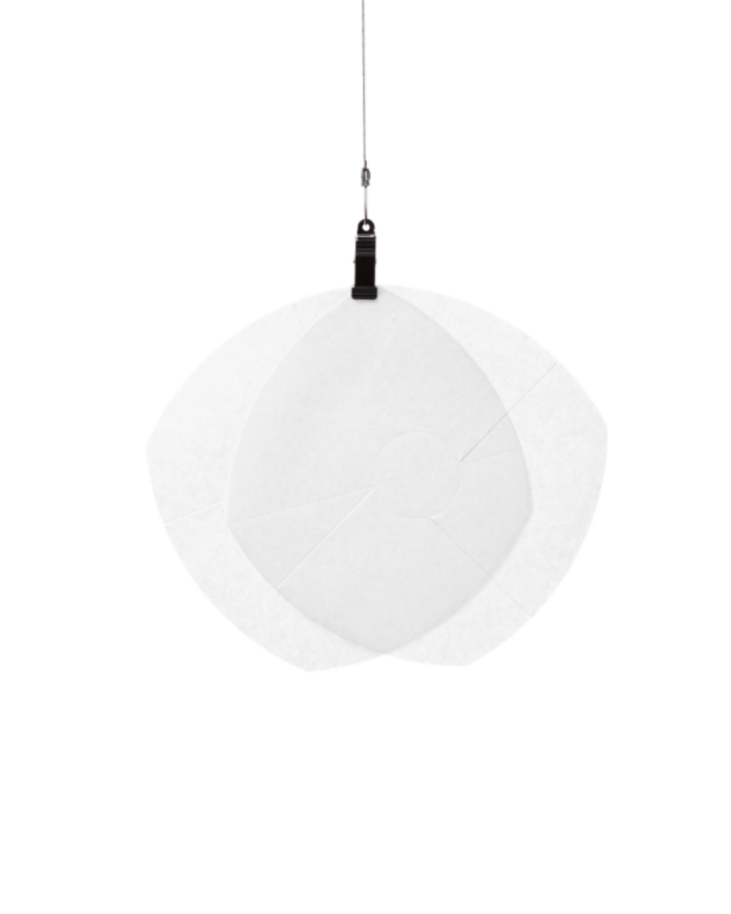 White spherical paper pendant lampshade hanging from cable