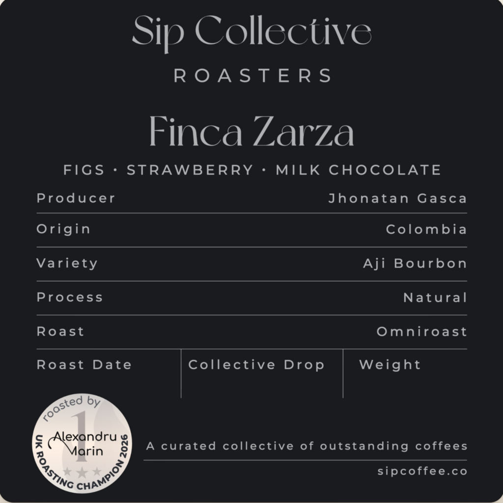 Sip Collective Roasters Finca Zarza coffee label design