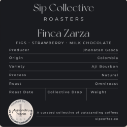 Sip Collective Roasters Finca Zarza coffee label design