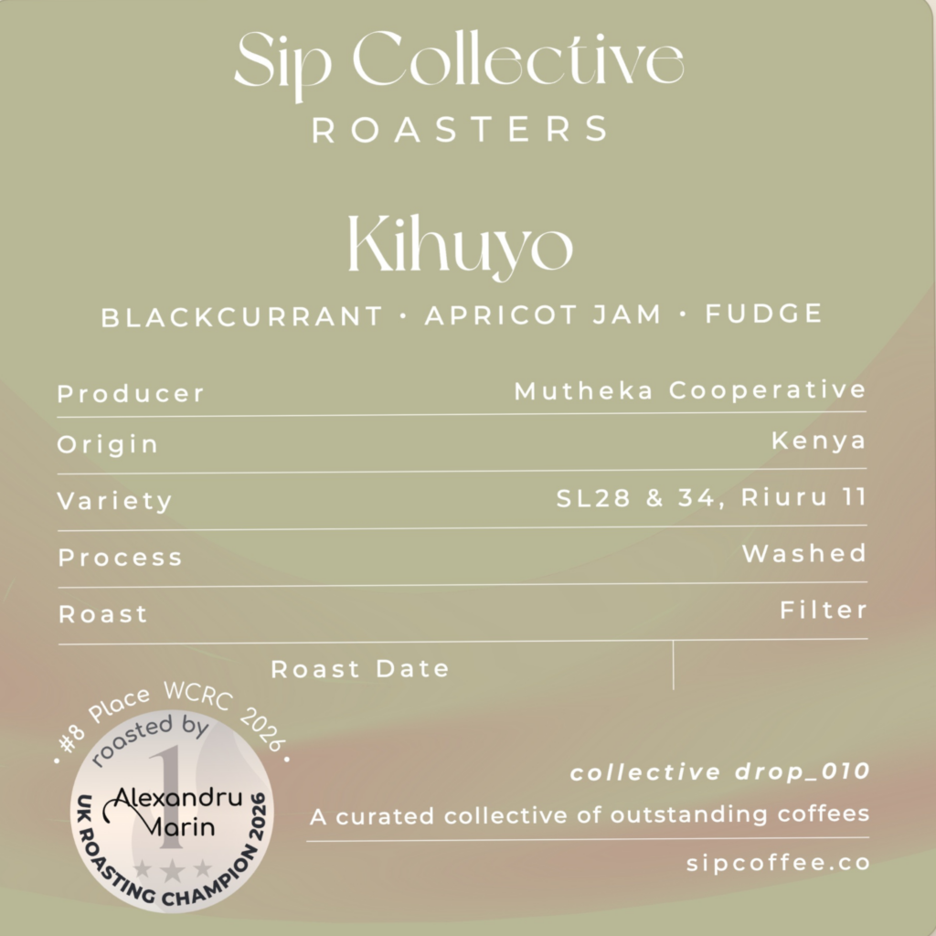 Sip Collective Roasters Kihuyo Kenya coffee label