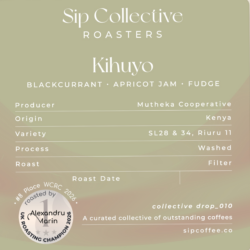 Sip Collective Roasters Kihuyo Kenya coffee label